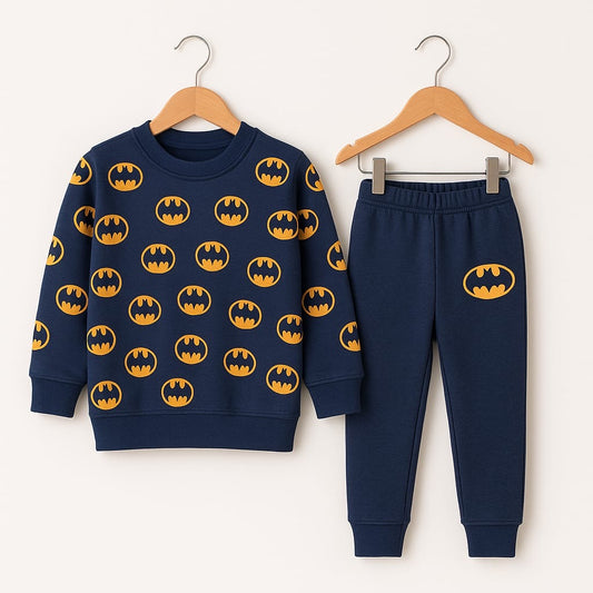 Gray Batman Fleece Track Suit for Boys | Winter Superhero Outfit 1–10 Years