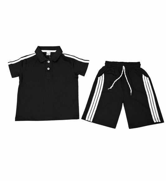 1. Boys' Black Active Polo & Shorts Set (Ages 1-8)