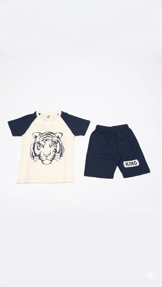 1. Kids' Tiger King Raglan T-Shirt & Shorts Set (Ages 1-10)