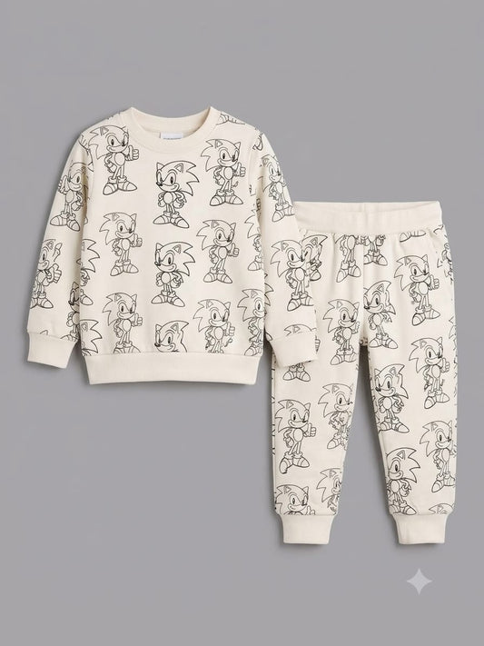 14.Kids' Sonic Character All-Over Line Art Sweatshirt & Joggers Tracksuit Set (Ages 1–12 Years)