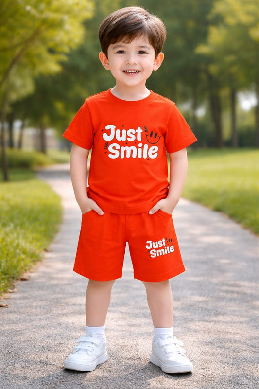 Just Smile Kids Graphic T-Shirt & Shorts Summer Co-Ord Set