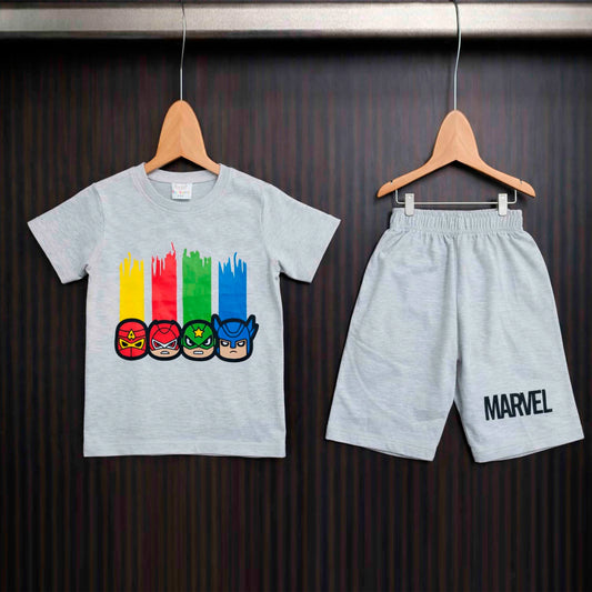 Superhero Grey Co-Ord Set for Baby Boys (T-Shirt & Shorts)