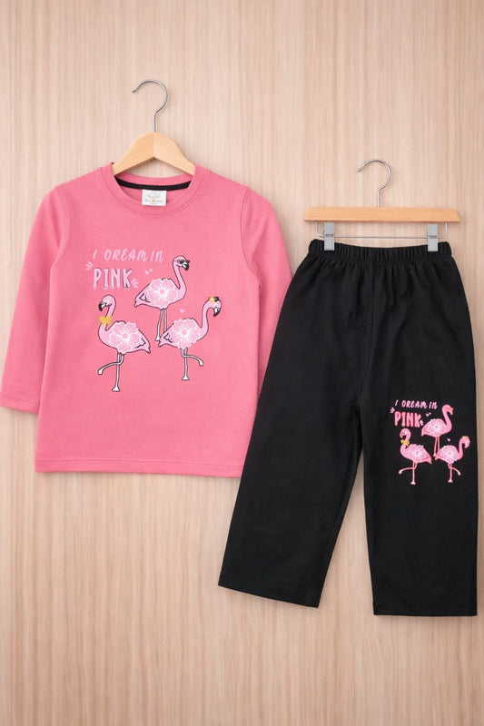 I Dream in Pink Flamingo Girls T-Shirt & Trouser Co-Ord Set