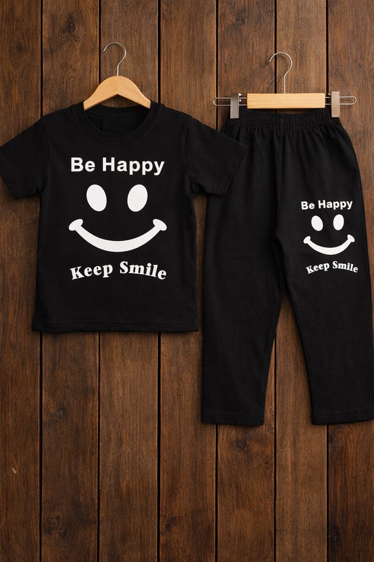 Be Happy Keep Smile Kids Graphic T-Shirt & Trouser Co-Ord Set
