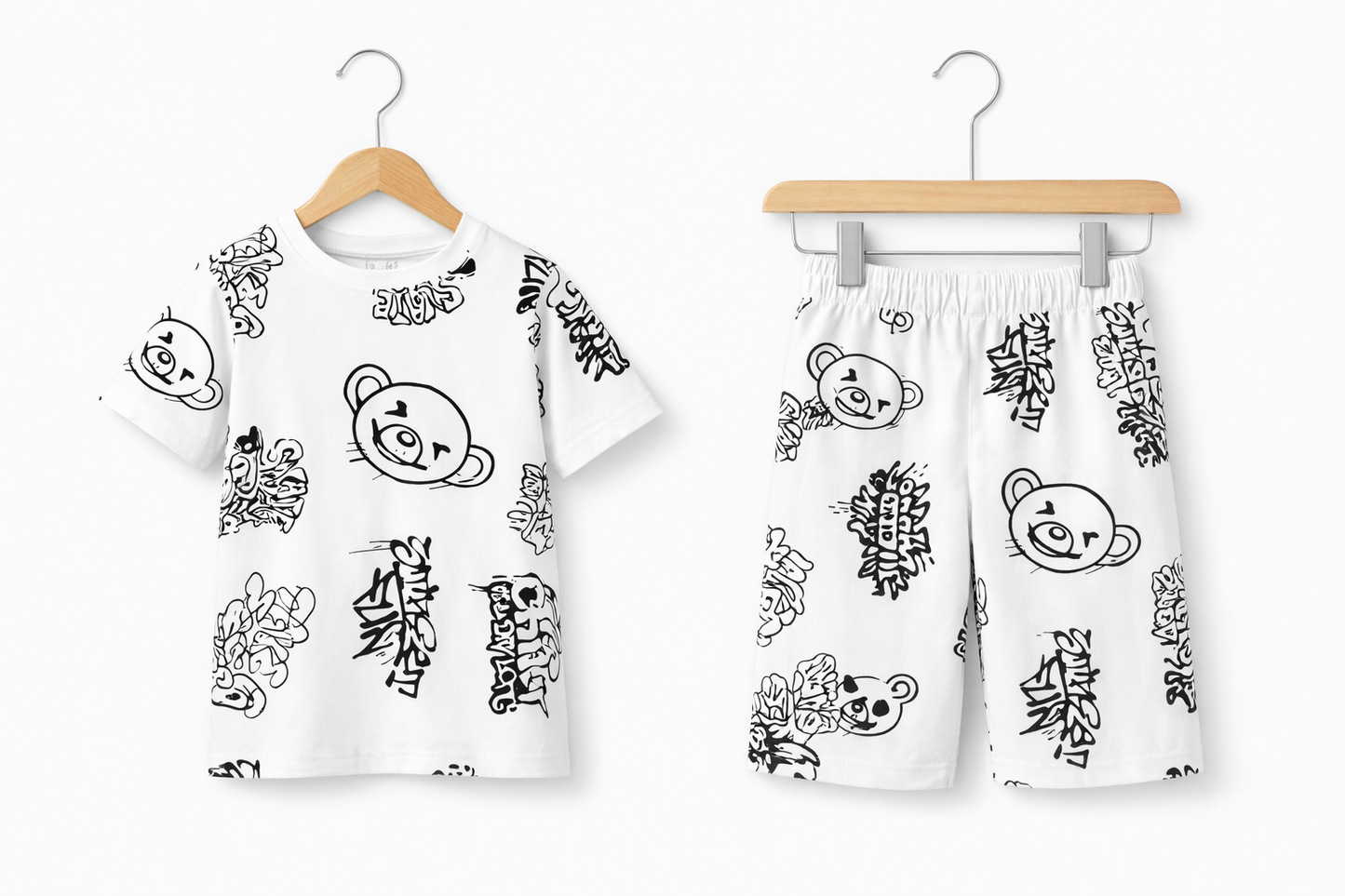 Kids Graffiti Print T-Shirt & Shorts Set | Summer Cotton Outfit