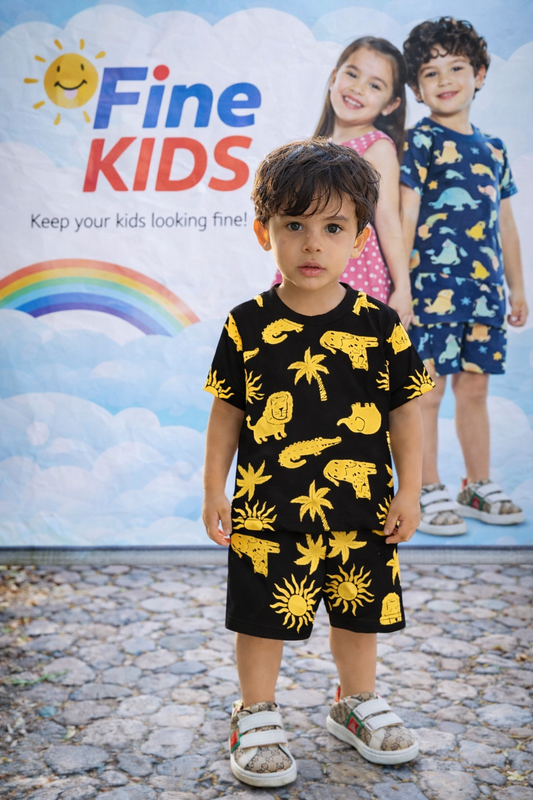 🐯 Kids Jungle Print T-Shirt & Shorts Set