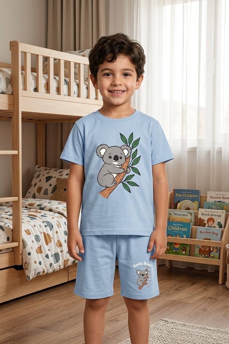 13. Cute Koala Bear Kids Summer Outfit Set – Soft Cotton T-Shirt & Shorts (Ages 1–10 Years)