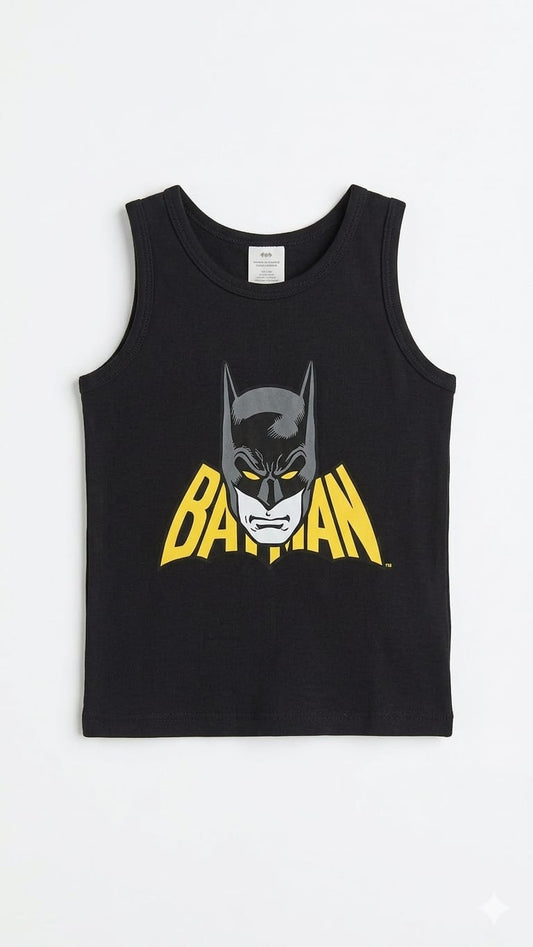 29. Boys Batman Sleeveless Summer Tank Top – Black Cotton Superhero Vest | Age 9 Months to 10 Years