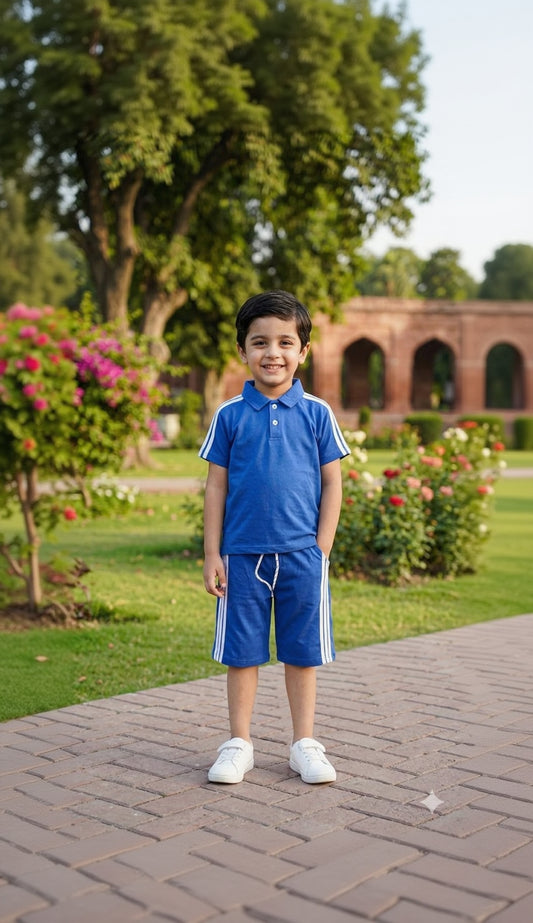1. Boys' Active Polo & Shorts Set | Royal Blue Sportswear (Ages 1-8)