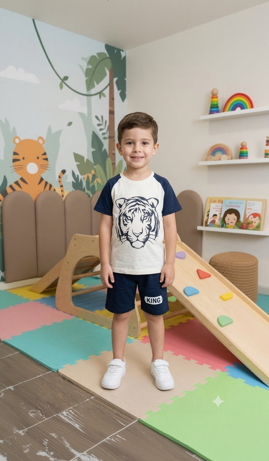 1.  Kids' Tiger King Raglan T-Shirt & Shorts Set (Ages 1-10)