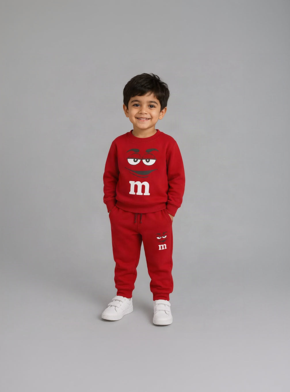 5.Kids' M&M Printed Fleece Tracksuit Set (Ages 1–12 Years)