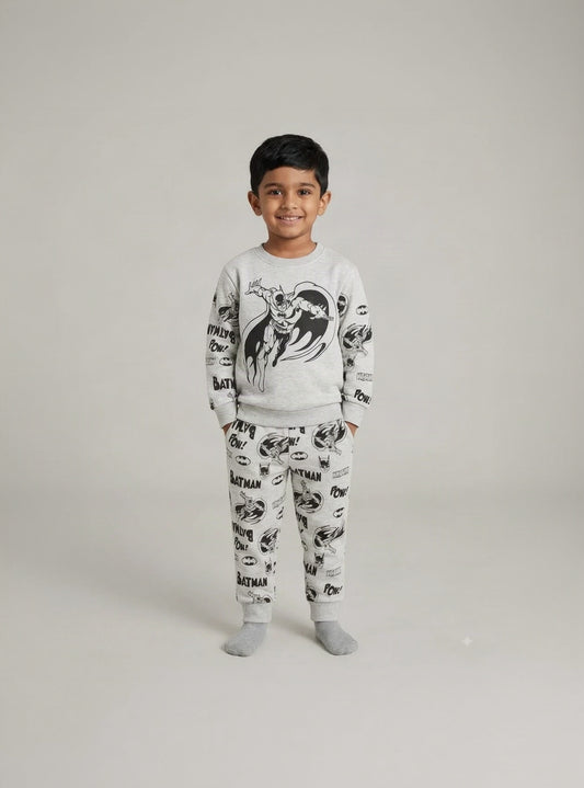 16.Kids' Batman Graphic Sweatshirt & Printed Joggers Tracksuit Set (Ages 1–12 Years)
