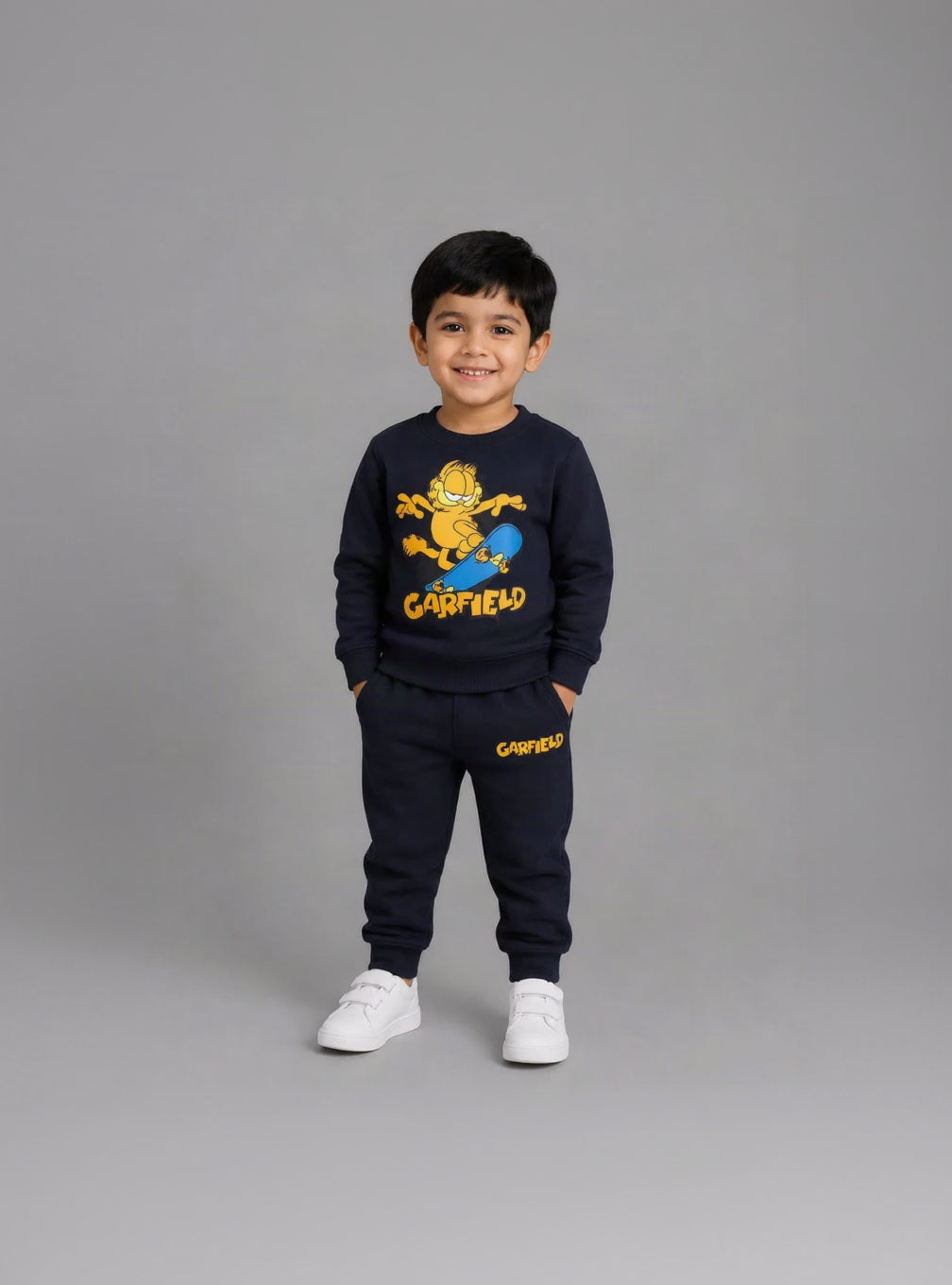 2.Boys' Garfield Skateboarding Printed Tracksuit Set (Ages 1–12 Years)