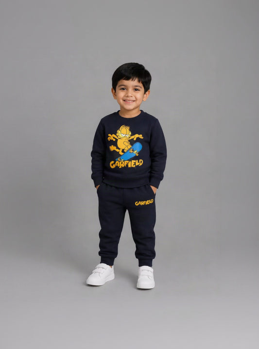 2.Boys' Garfield Skateboarding Printed Tracksuit Set (Ages 1–12 Years)