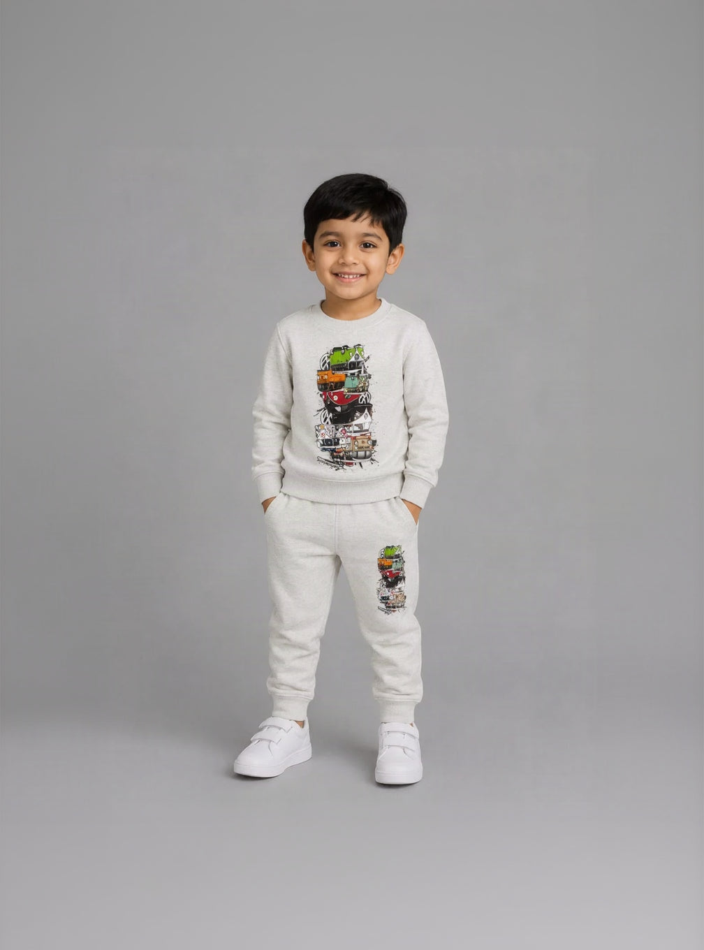 7.Boys' Vintage Camper Van Graphic Tracksuit Set (Ages 1–12 Years)