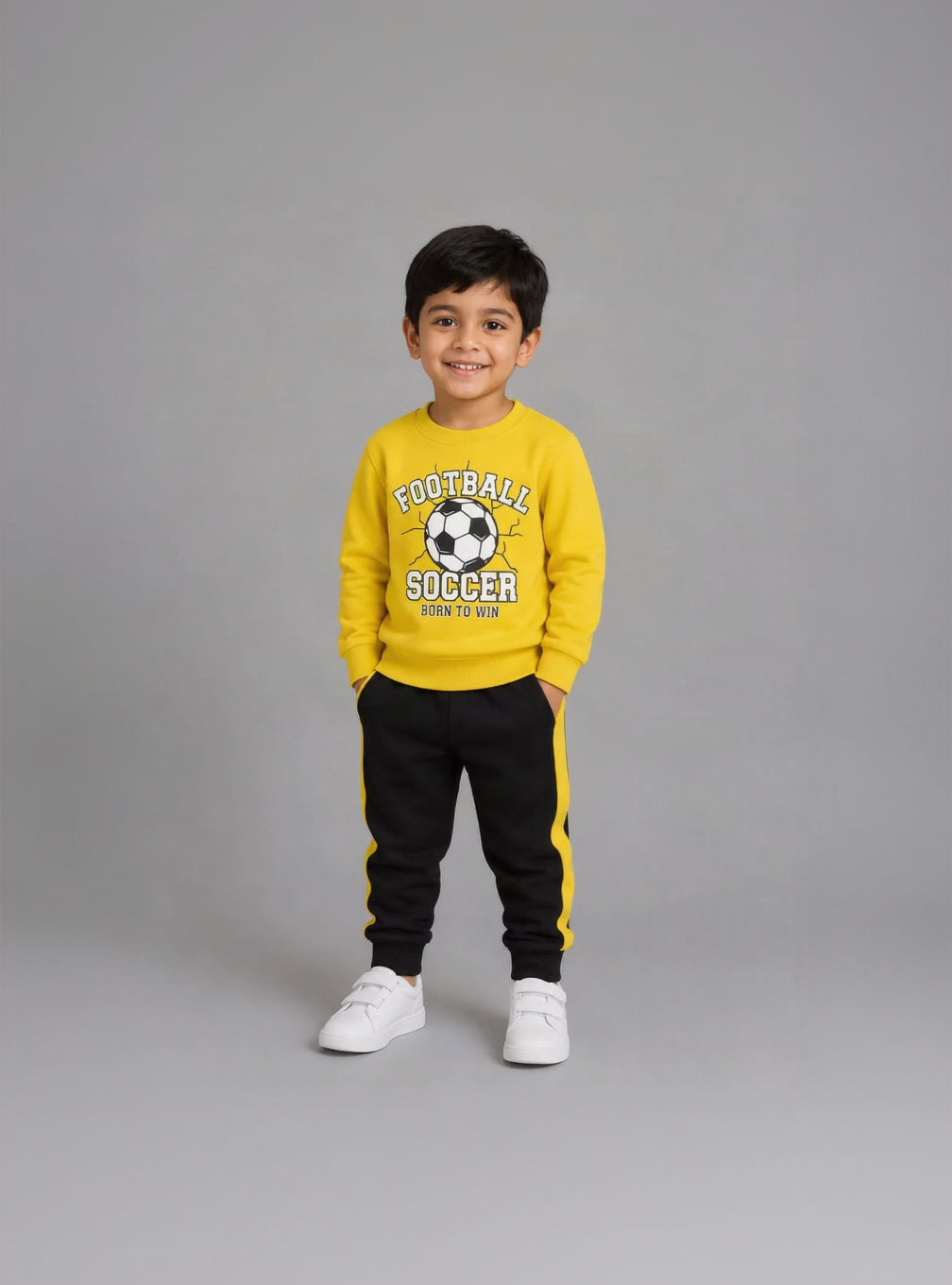 4.Boys' "Football Soccer - Born to Win" Tracksuit Set (Ages 1–12 Years)