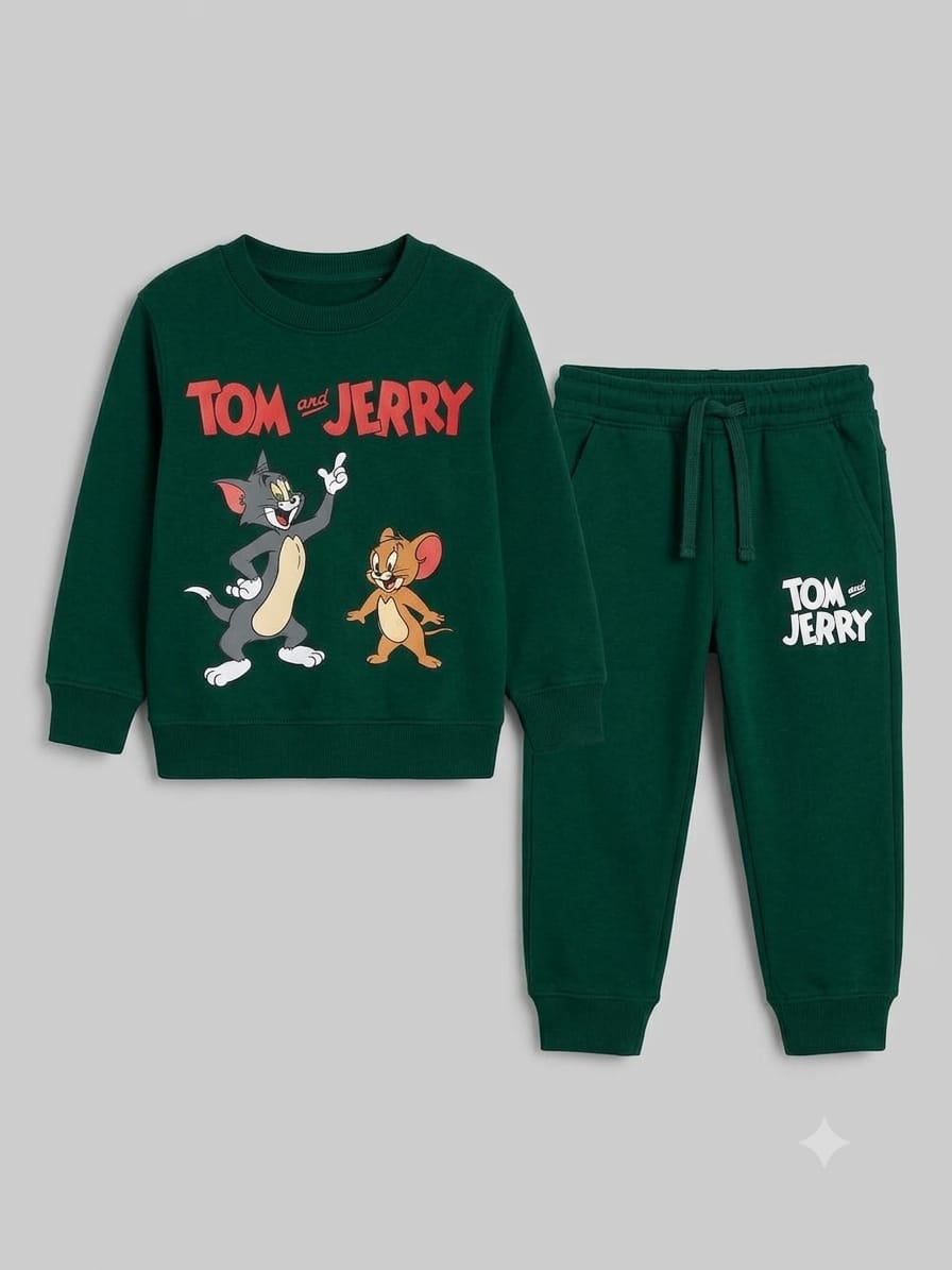 8.Kids' Tom and Jerry Graphic Sweatshirt & Joggers Set (Ages 1–12 Years)