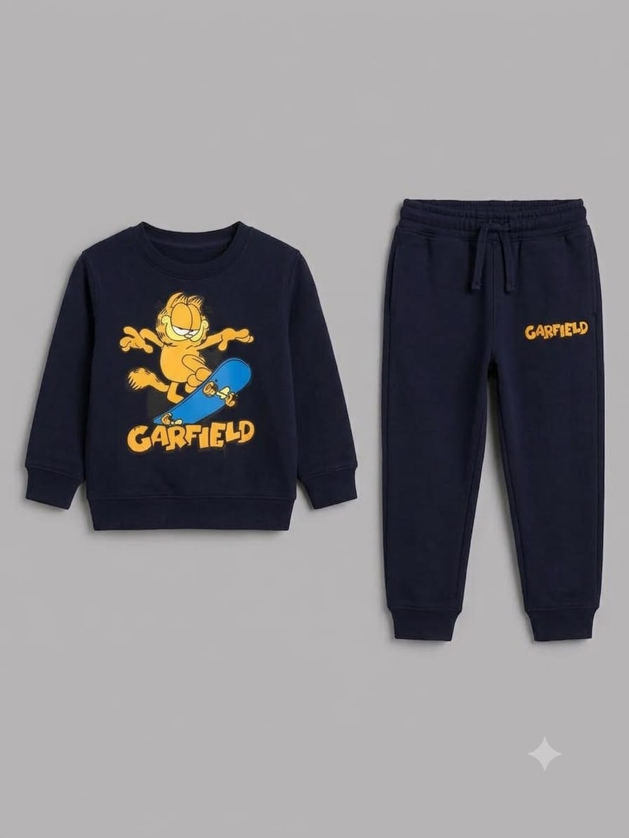 2.Boys' Garfield Skateboarding Printed Tracksuit Set (Ages 1–12 Years)