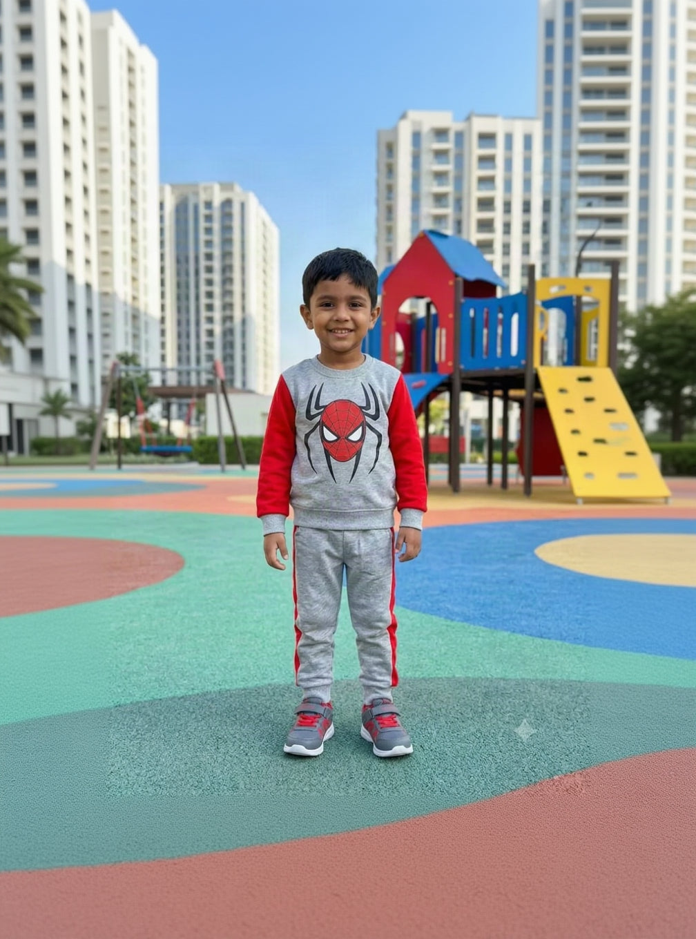 6.Boys' Spider-Man Printed Fleece Tracksuit Set (Ages 1–12 Years)