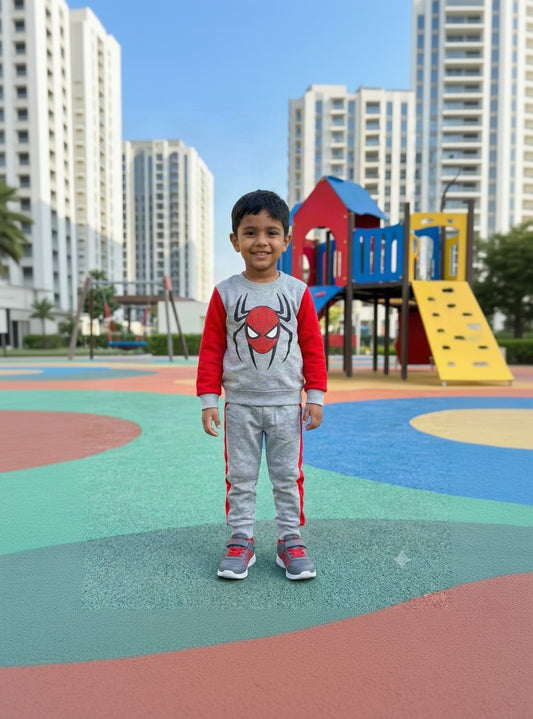 6.Boys' Spider-Man Printed Fleece Tracksuit Set (Ages 1–12 Years)