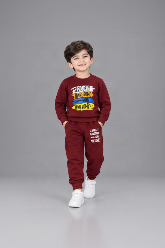 41.Kids "Seriously Handsome and Awesome" Sweatshirt and Joggers Tracksuit Set (Ages 1–12 Years)