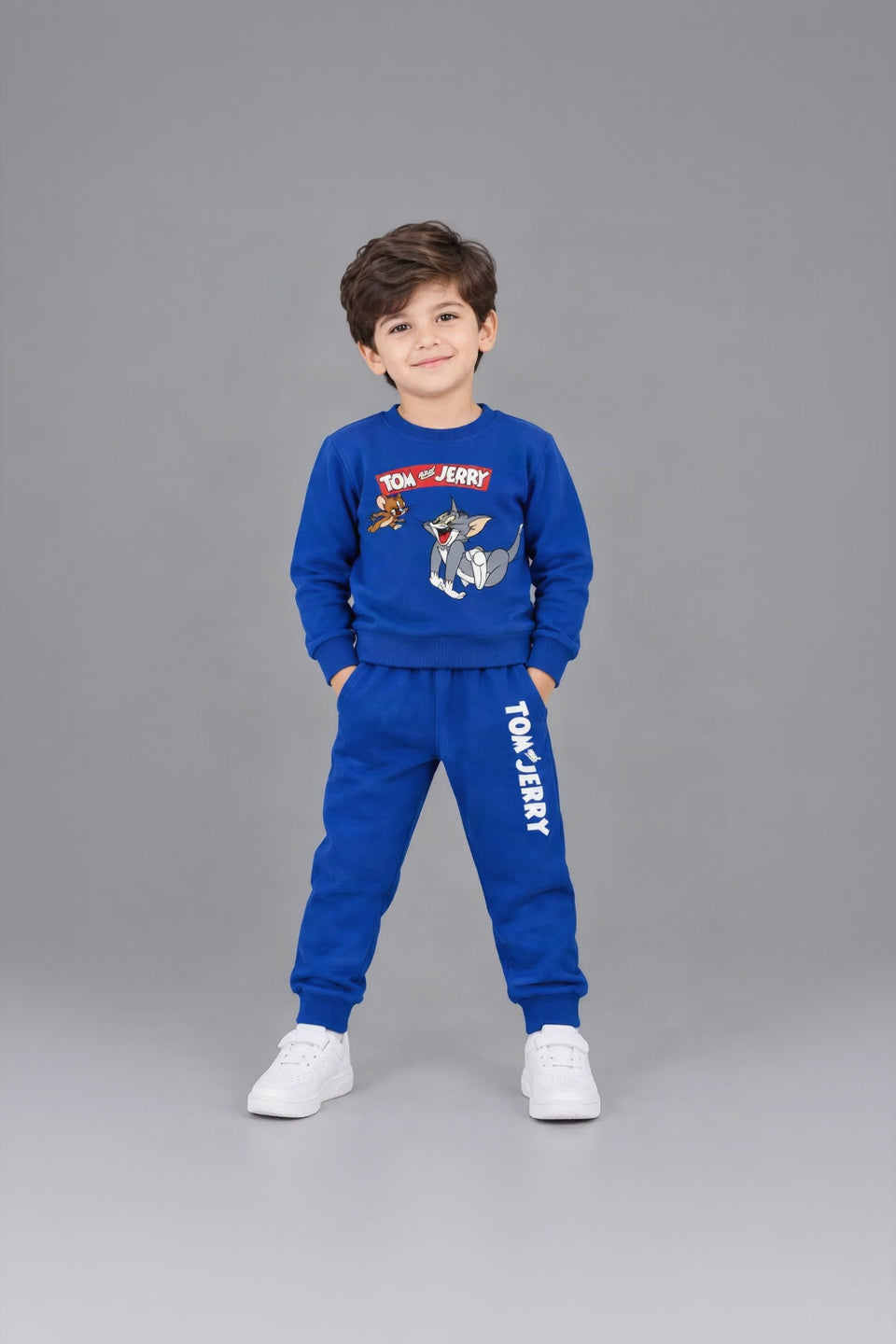 39.Kids "Tom and Jerry" Printed Sweatshirt and Joggers Tracksuit Set (Ages 1–12 Years)