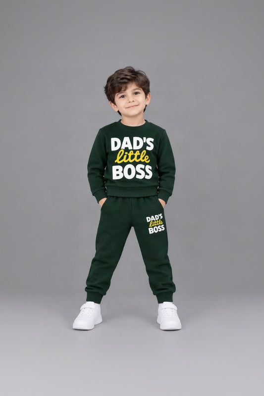 37.Kids "Dad's Little Boss" Sweatshirt and Joggers Tracksuit Set (Ages 1–12 Years)