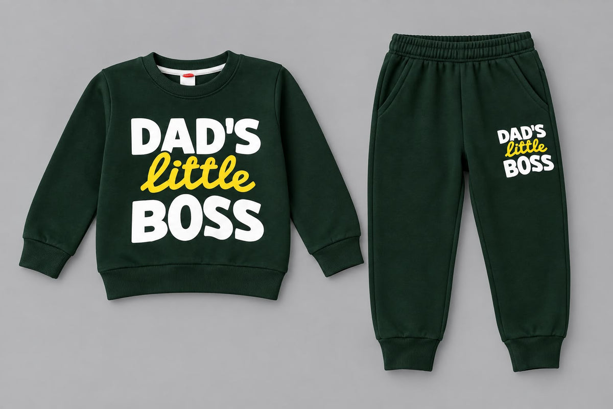37.Kids "Dad's Little Boss" Sweatshirt and Joggers Tracksuit Set (Ages 1–12 Years)