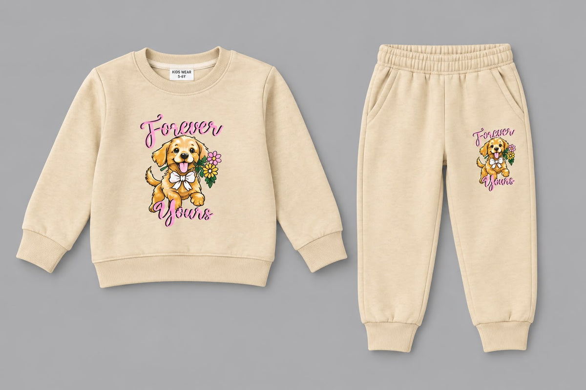 36.Kids "Forever Yours" Golden Retriever Tracksuit Set (Ages 1–12 Years)