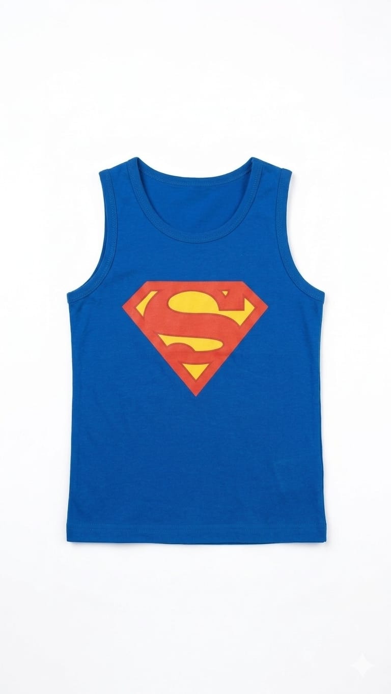 29. Superhero Superman Sleeveless Summer Tank Top for Boys – Blue Cotton Vest | Age 9 Months to 6 Years