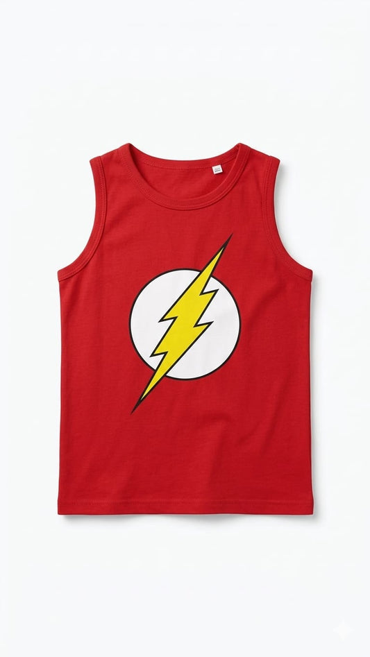 Boys The Flash Red Sleeveless Summer Tank Top – Superhero Cotton Vest | Age 9 Months to 10 Years