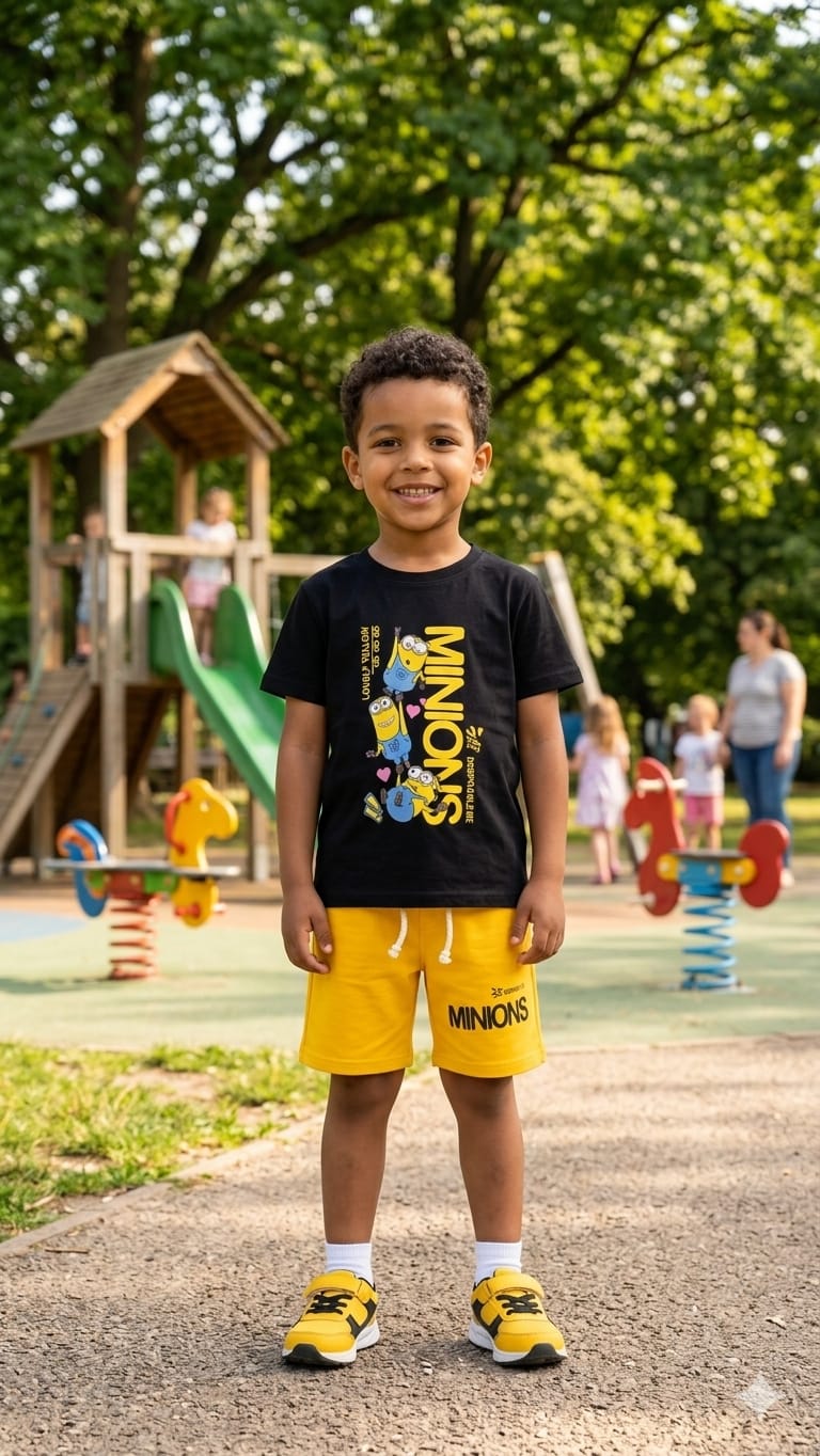 1. Boys' Minions Graphic T-Shirt and Shorts Set (Ages 1-8)