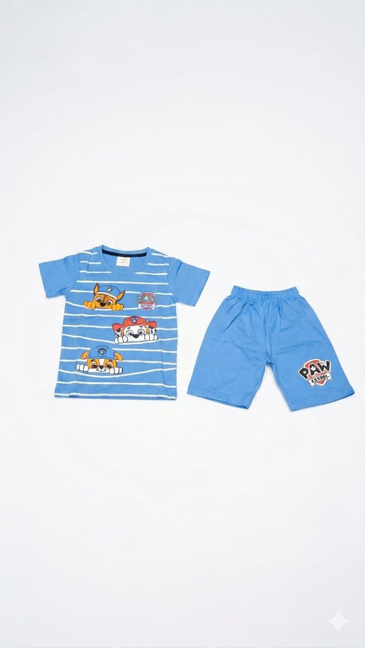 1. Kids' PAW Patrol "Peek-a-Boo" Striped T-Shirt & Shorts Set (Ages 1-10)