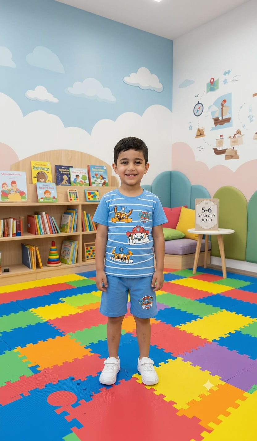 1. Kids' PAW Patrol "Peek-a-Boo" Striped T-Shirt & Shorts Set (Ages 1-10)