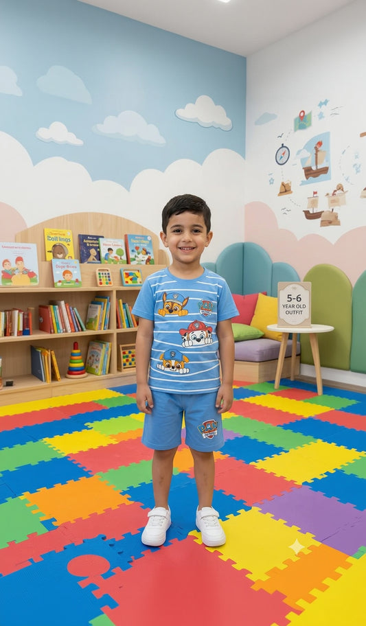 1. Kids' PAW Patrol "Peek-a-Boo" Striped T-Shirt & Shorts Set (Ages 1-10)