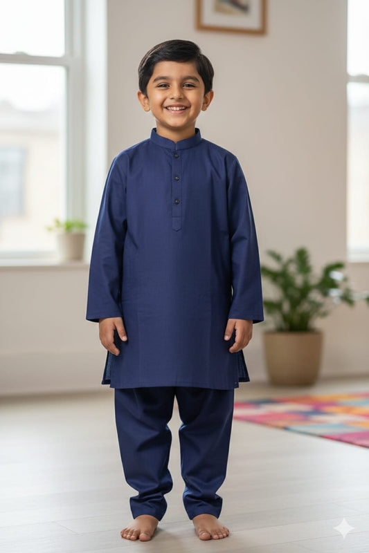45 Kids Classic Dark blue Kurta Pajama Set – Relaxed Fit Size 1-6 years