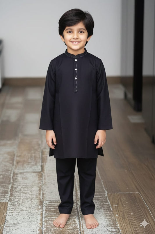 42 Kids Classic Navy Blue Kurta Pajama Set – Modern Tailored Fit Sizes 1-6 years