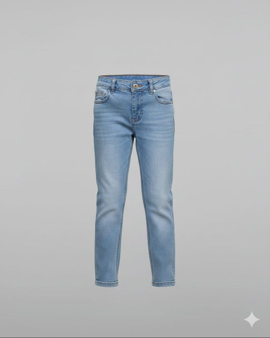 33. Boys' Light Blue Tapered Jeans - Sustainable Soft Stretch Denim Size 1-13 years